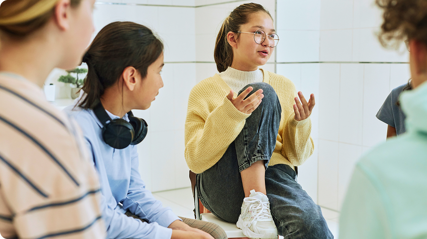 Girls talking in a group